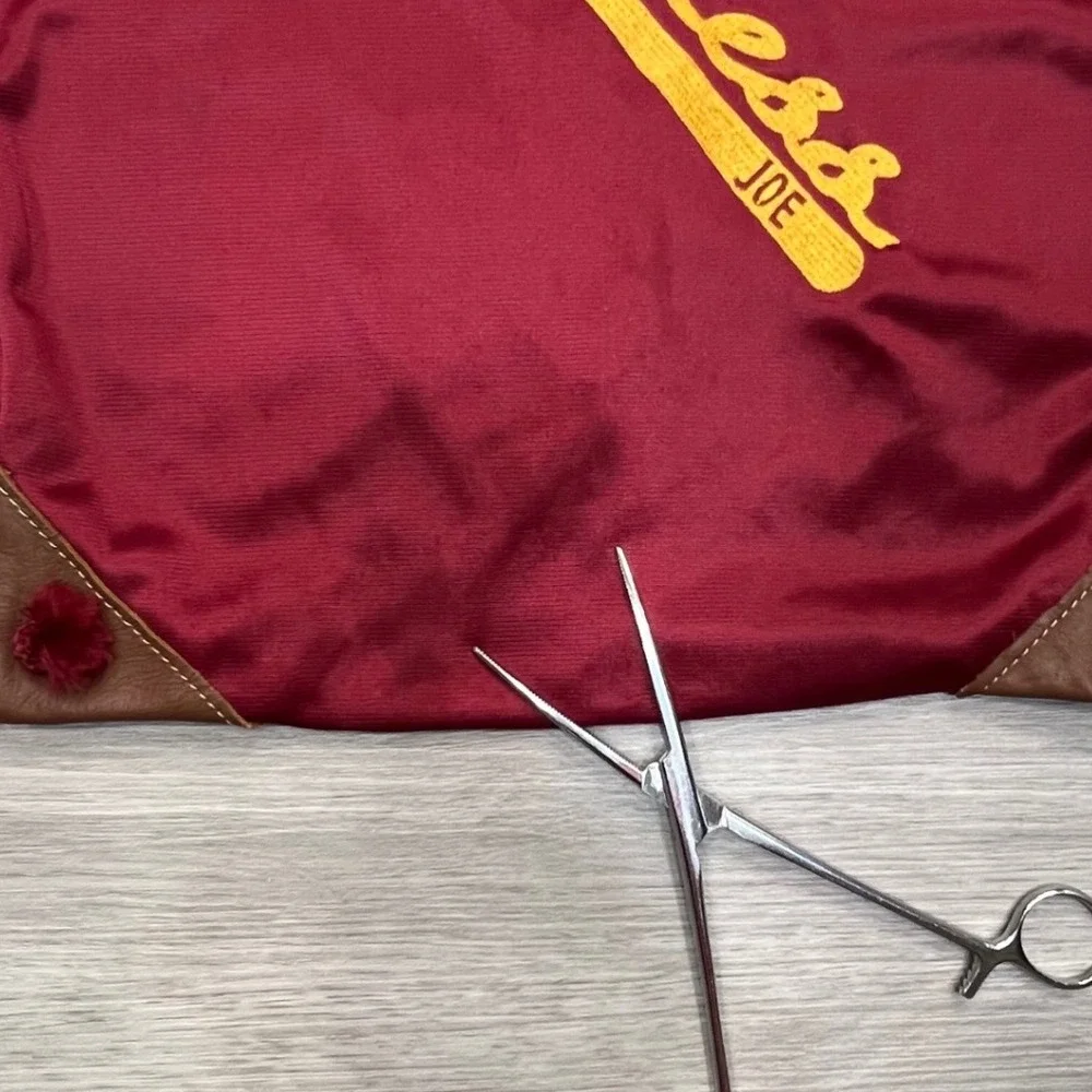 Shoeless Joe Baseball‎ Drawstring Backpack Maroon Gold Leather Accents